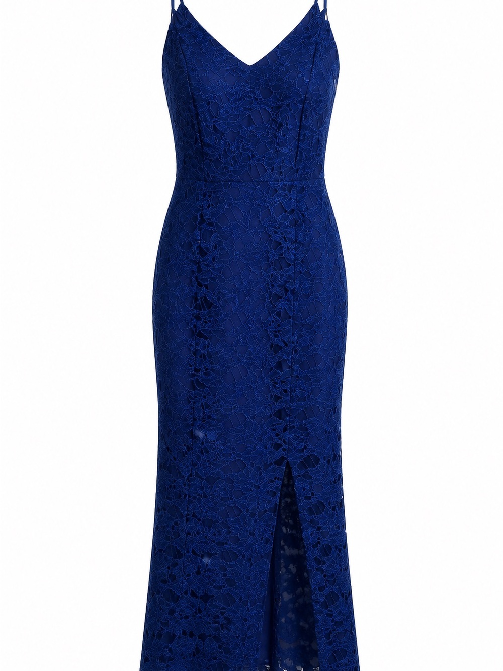 Enfocus Studio Cobalt Lace Maxi Dress with Spaghetti Straps